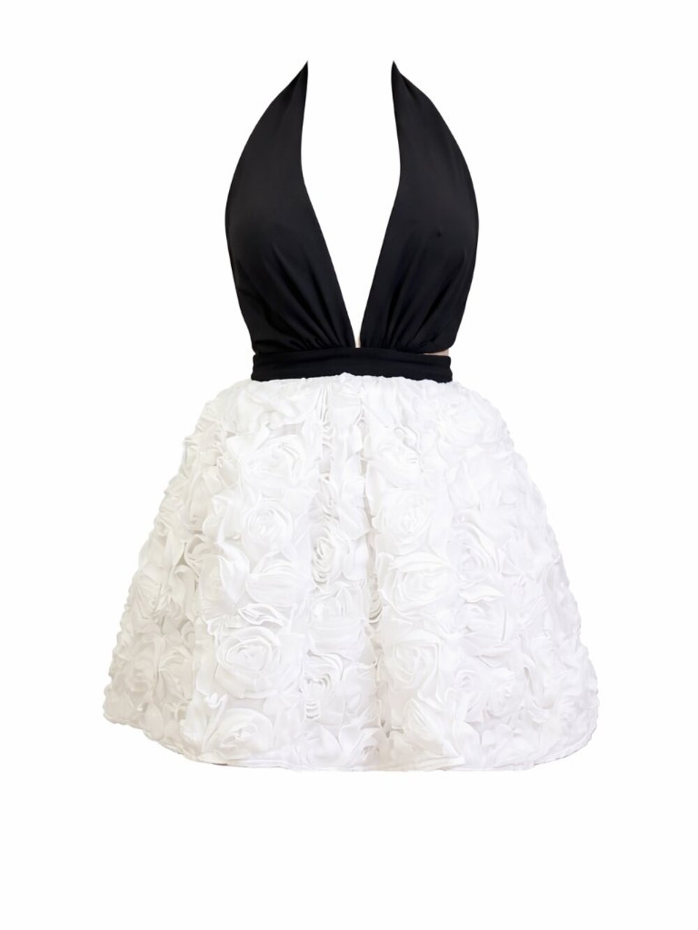 Blithe Black & White Halter Mini Dress – Size Medium